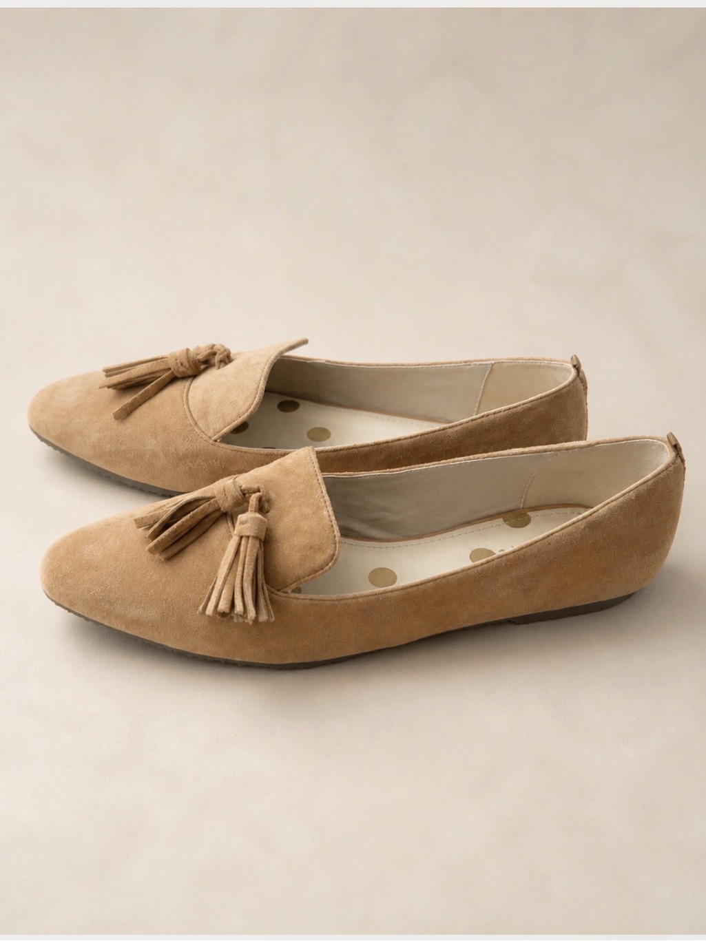 Boden Camel Suede Tassel Flats